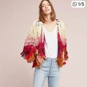 Anthropology nwt fringe jacket size Xs